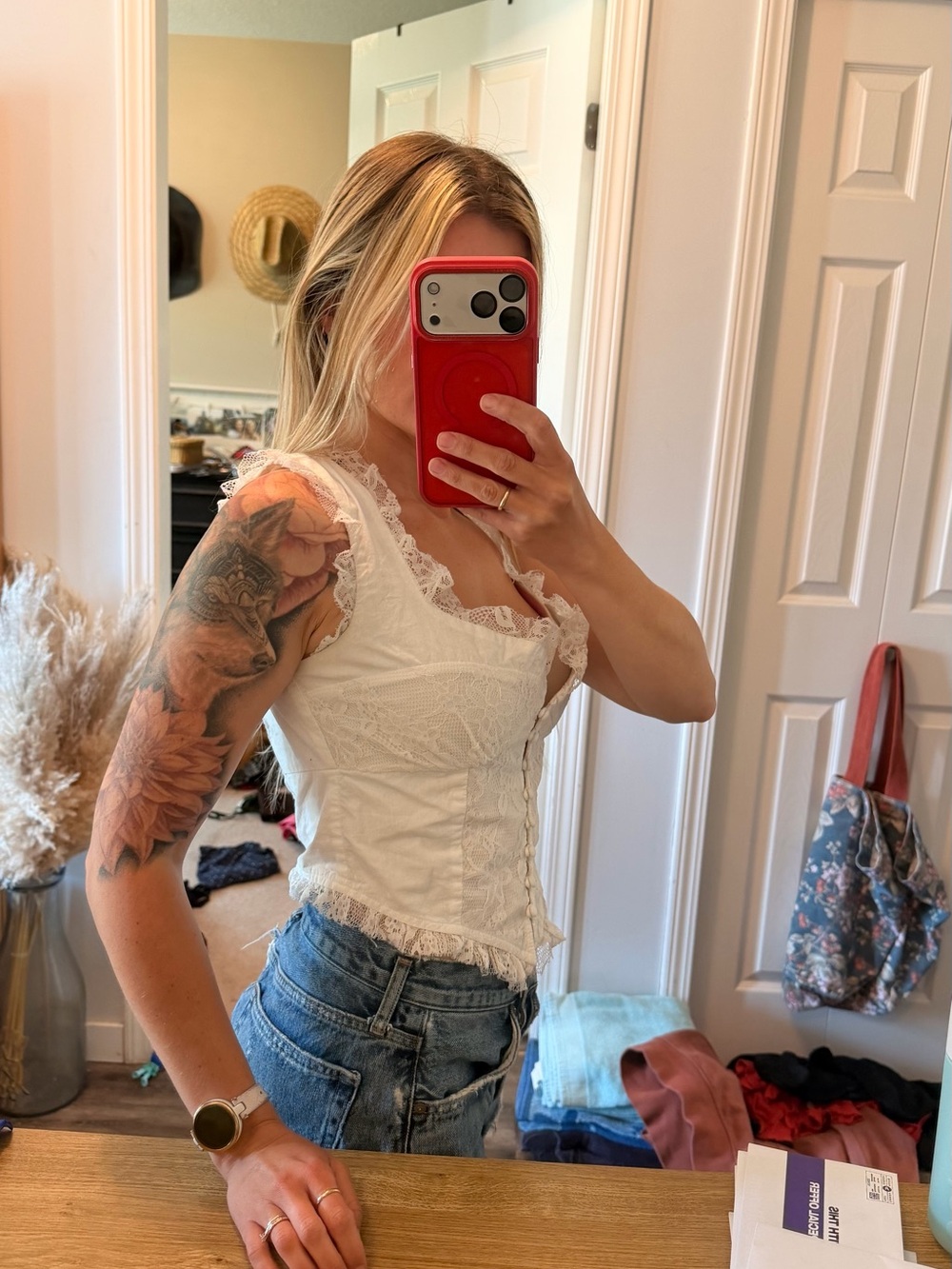 Free People White Lace Corset Crop Top - Picture 6 of 6